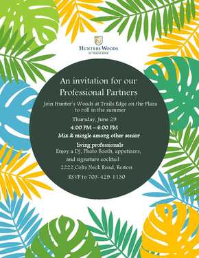 An invitation for Professional Partners at Hunter’s Woods at Trails Edge