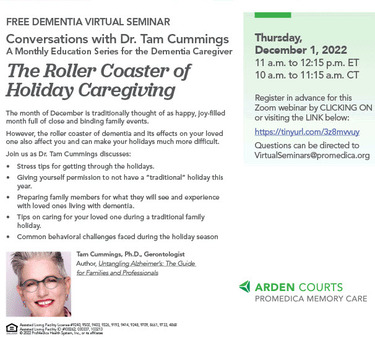 “The Roller Coaster of Holiday Caregiving” - Dr. Tam Cummings Webinar Registration